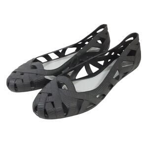 Melissa + Jason WU Black Ballet Flats Womens 9 Almond Toe Gel Cutout Dress Shoes